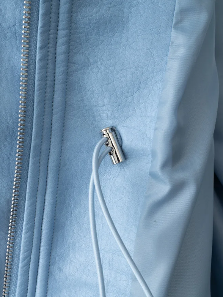 Giacca in pelle Pu autunno inverno per donna Cappotto in vita regolabile elastico a maniche lunghe solido 2025 Capispalla casual moda nuova signora