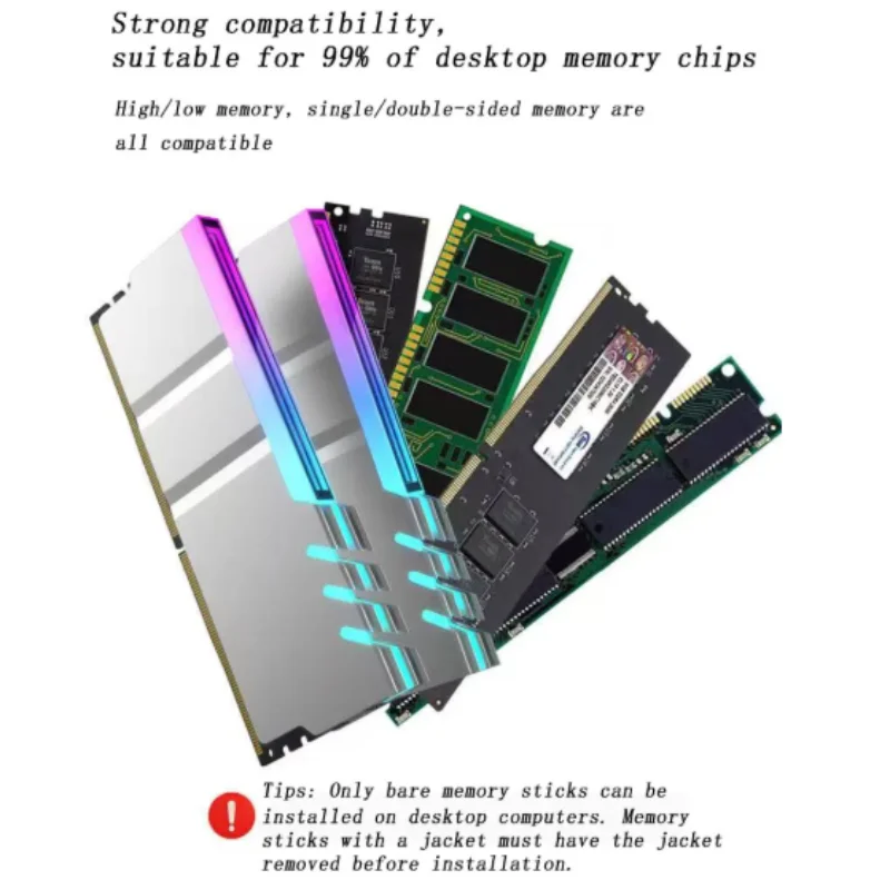 ICE Whale NC-1 RAM Armor 5V ARGB sincronización de la placa base espejo infinito chaleco de enfriamiento de memoria de escritorio de aluminio con almohadilla térmica
