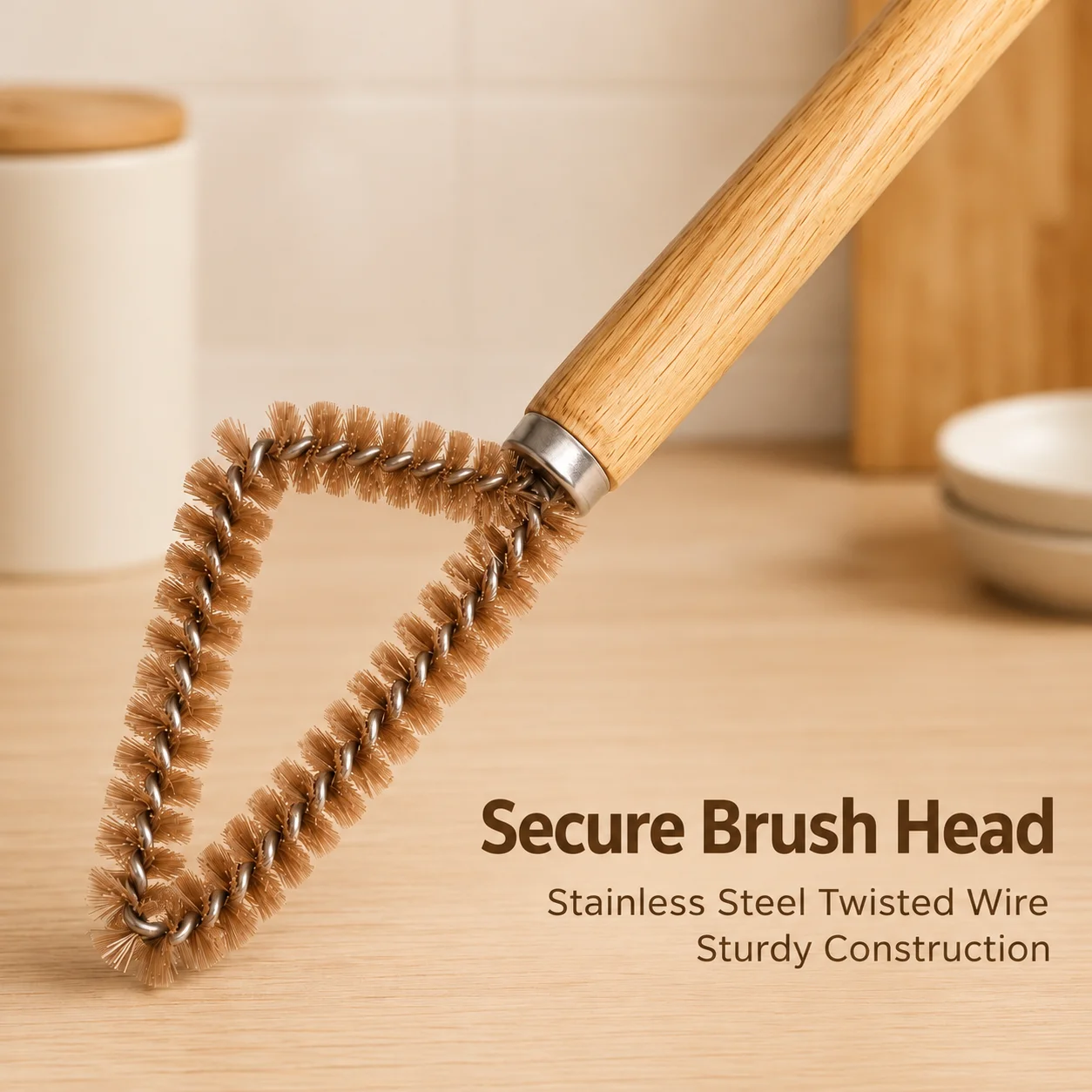Triangular Gas Stove Cleaning Brush Solid Wood Long Handle Hard Bristle Gap Crevice Scrub Brush Multi Purpose Cleaner for Kitche