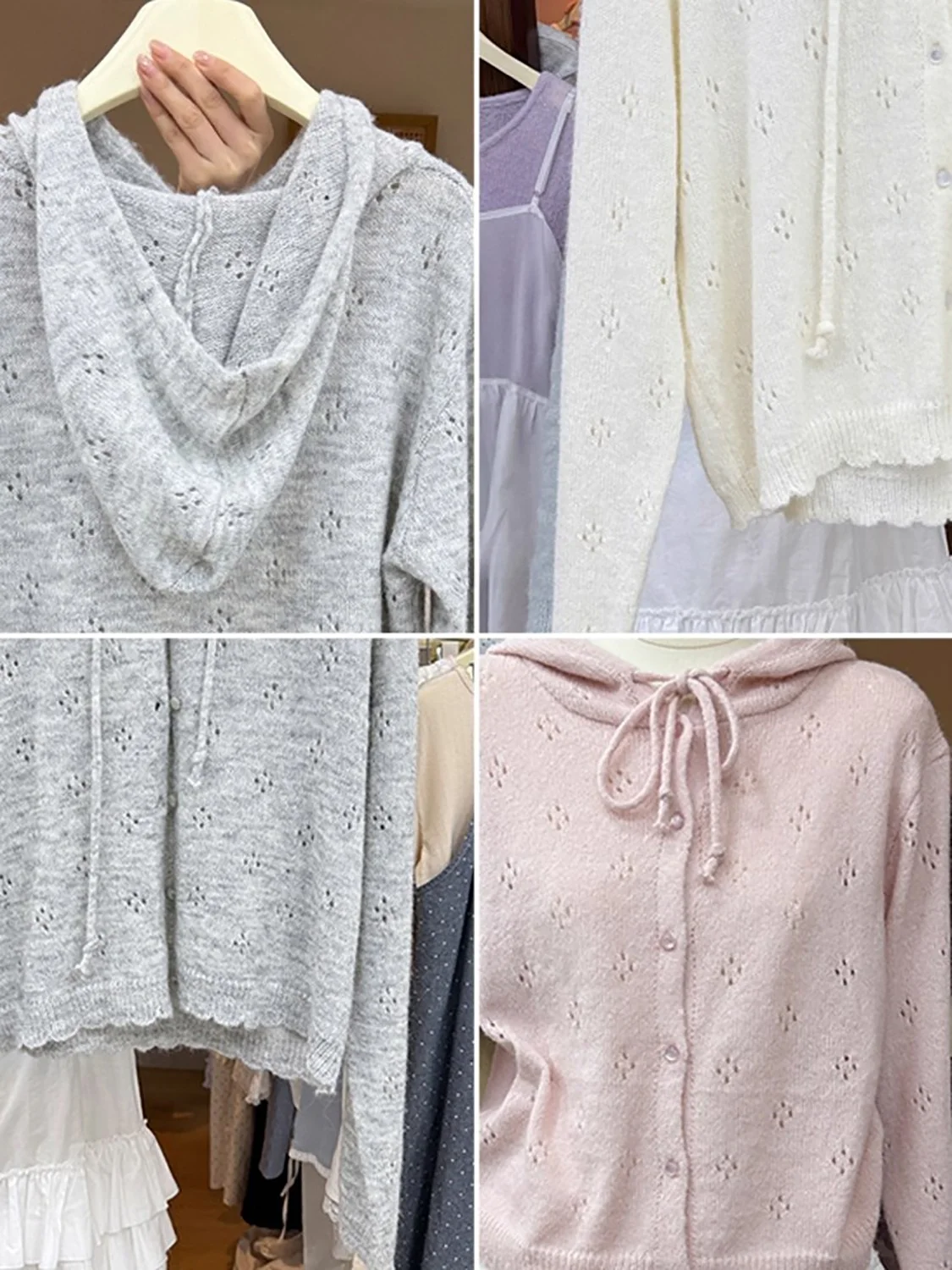 

Корейская свободная длинная толстовка с капюшоном све, женская ранняя осень, универсальный открытый кардиган с полым дизайном, топ