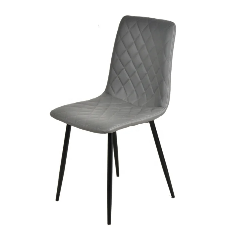 

Home Furniture New Style Cheap Pu Leather Dining Chair With Black Powder Coated Metal Legs
