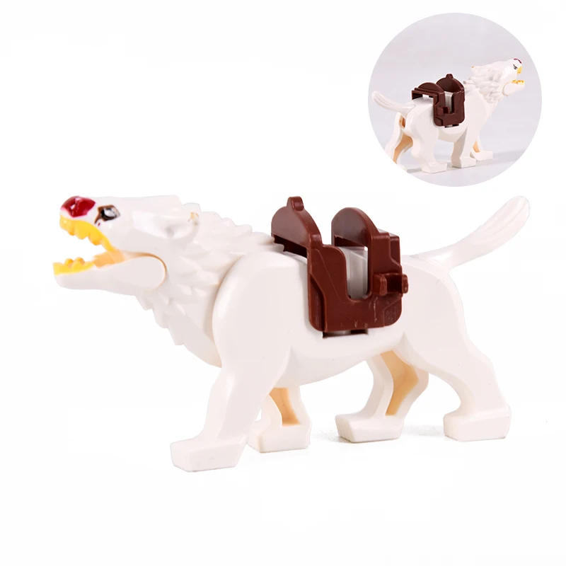 Animals Horse White & Black & Brown Mount Saddle Wolf Model Building Blocks LOTR Bricks Medieval Toys For Children