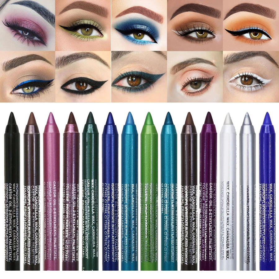 14-Color Colourful Eyeliner Pen, High Pigmented Pearly Shimmer Metallic Smokey Punk Gothic Style Eyeliner, Long Lasting Waterpro