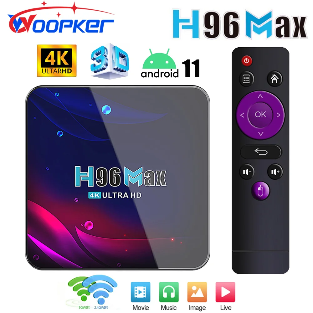 

4K HD TV Box H96 MAX V11 2.4G 5G Wifi BT4.0 Receiver Media Player HDR USB 3.0 4GB 32GB 64GB Smart Android 11 TV Box