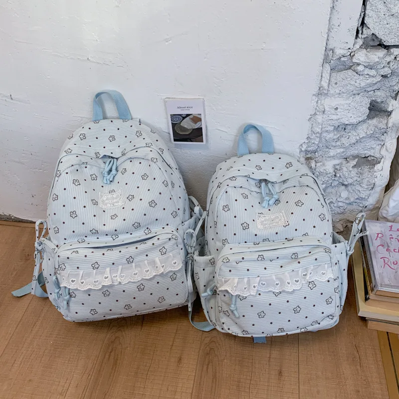 Corduroy Cute Girly Heart Backpack Korean StyleinsFresh Style Junior High School Student Backpack for Girls Lightweight Backpack