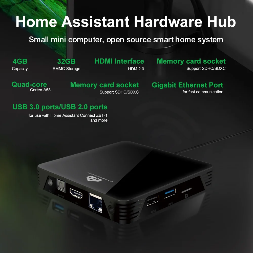 AVATTO Home Assistant Box 4G Plus 32G USB 3,0/2,0 puertos Quad-core Cortex-A53 automatización del hogar inteligente compatible con ZigBee2MQTT ZHA