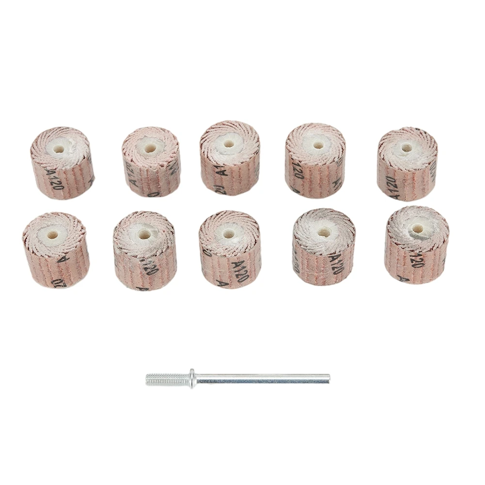 12mm Flap Wheel Sanding Discs for Rotary Tool Use 10 Piece Set 3mm Collet Compatibility Grit Range 80 through 600