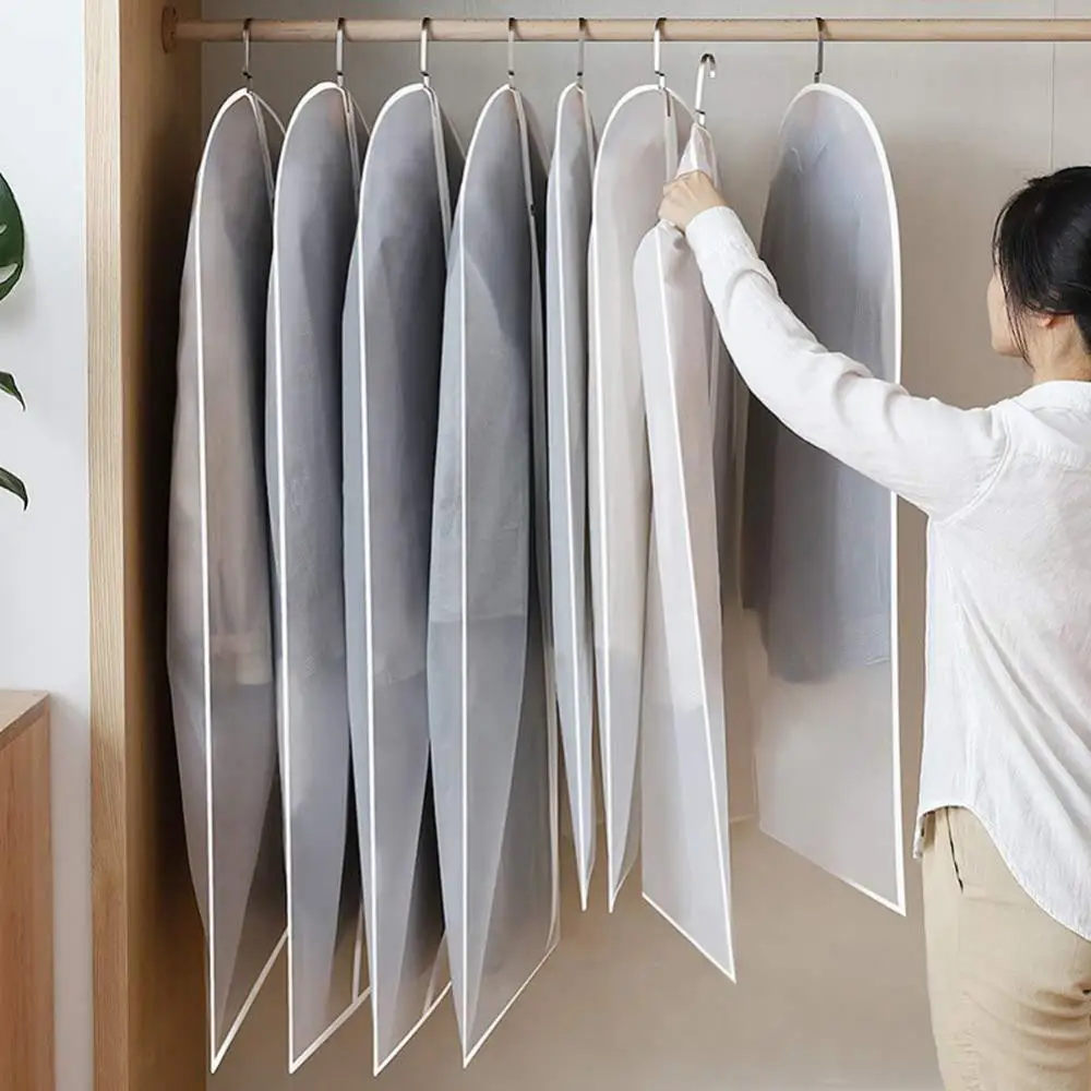 3Pcs Clothing Covers Clothes Dust Cover Transparent Thickened Washable Household Dust Cover Coat Suit Cover Hanging Clothes Bag