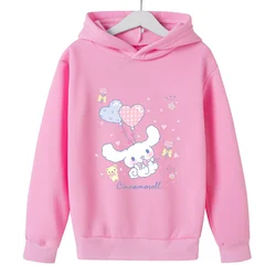 Hoodies de anime infantil Cinnamoroll, pulôver Kawaii Sanrio, roupas casuais, tops quentes para meninas e meninos, moda infantil