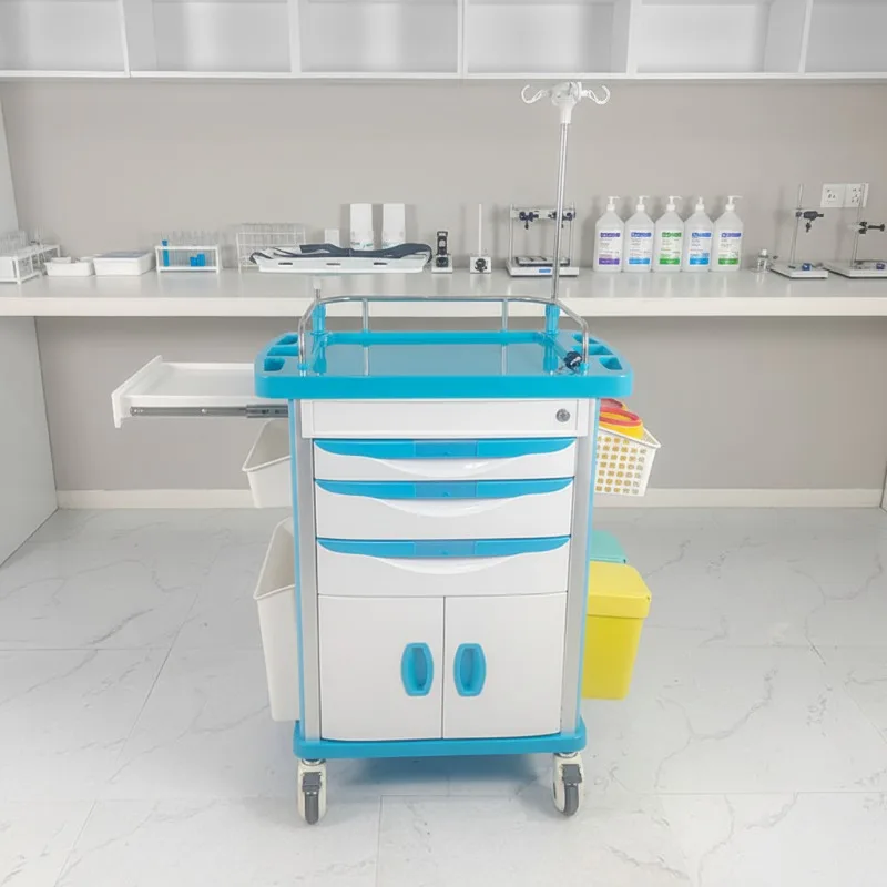 

Hospital ABS Medical Supply Portable Emergency Medical Cart Mobile Hospital Trolley