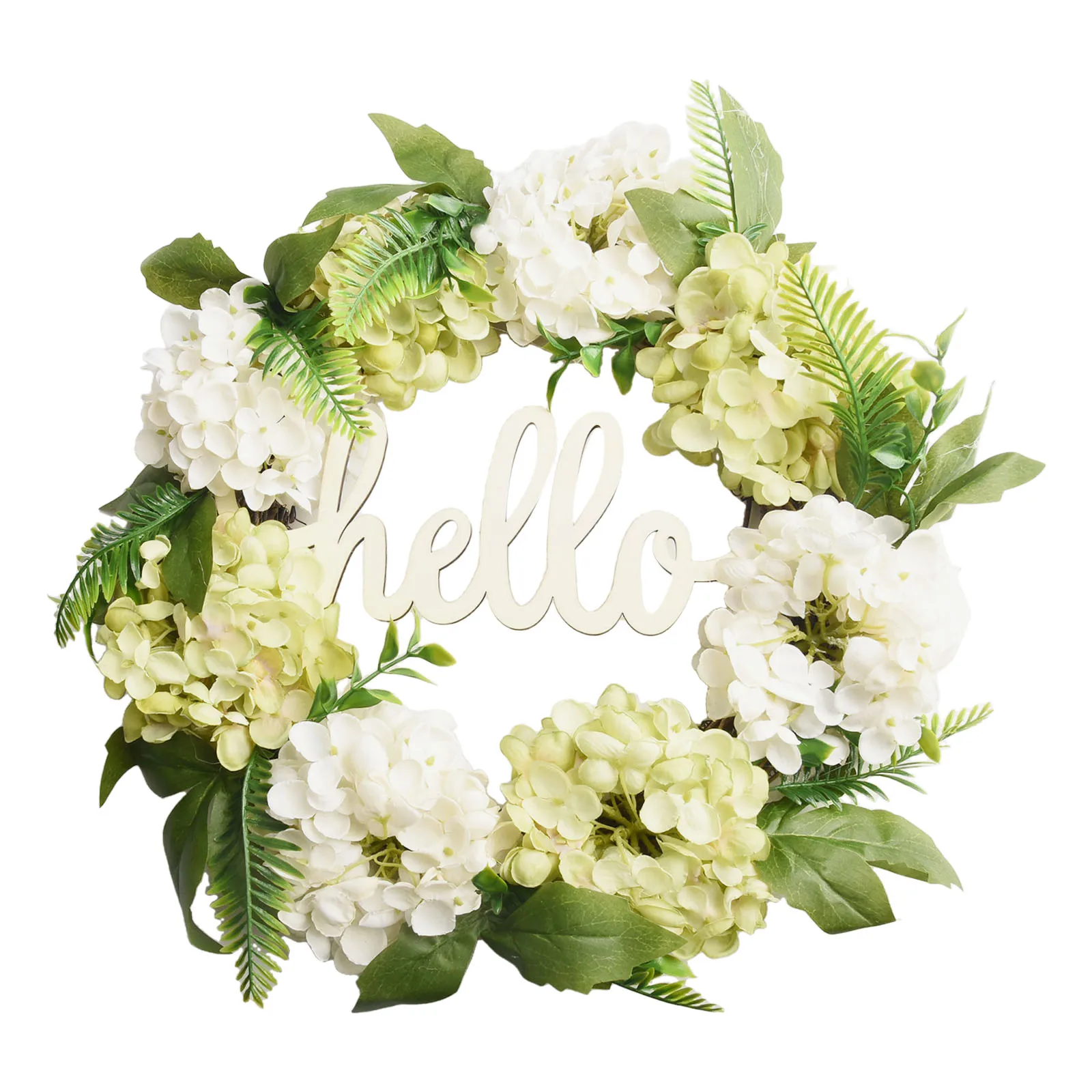 40cm Artificial Green Hydrangea Wreath Home Decoration Artificial Wreath Door Wall Background Arrangement Hanging Rattan Circle