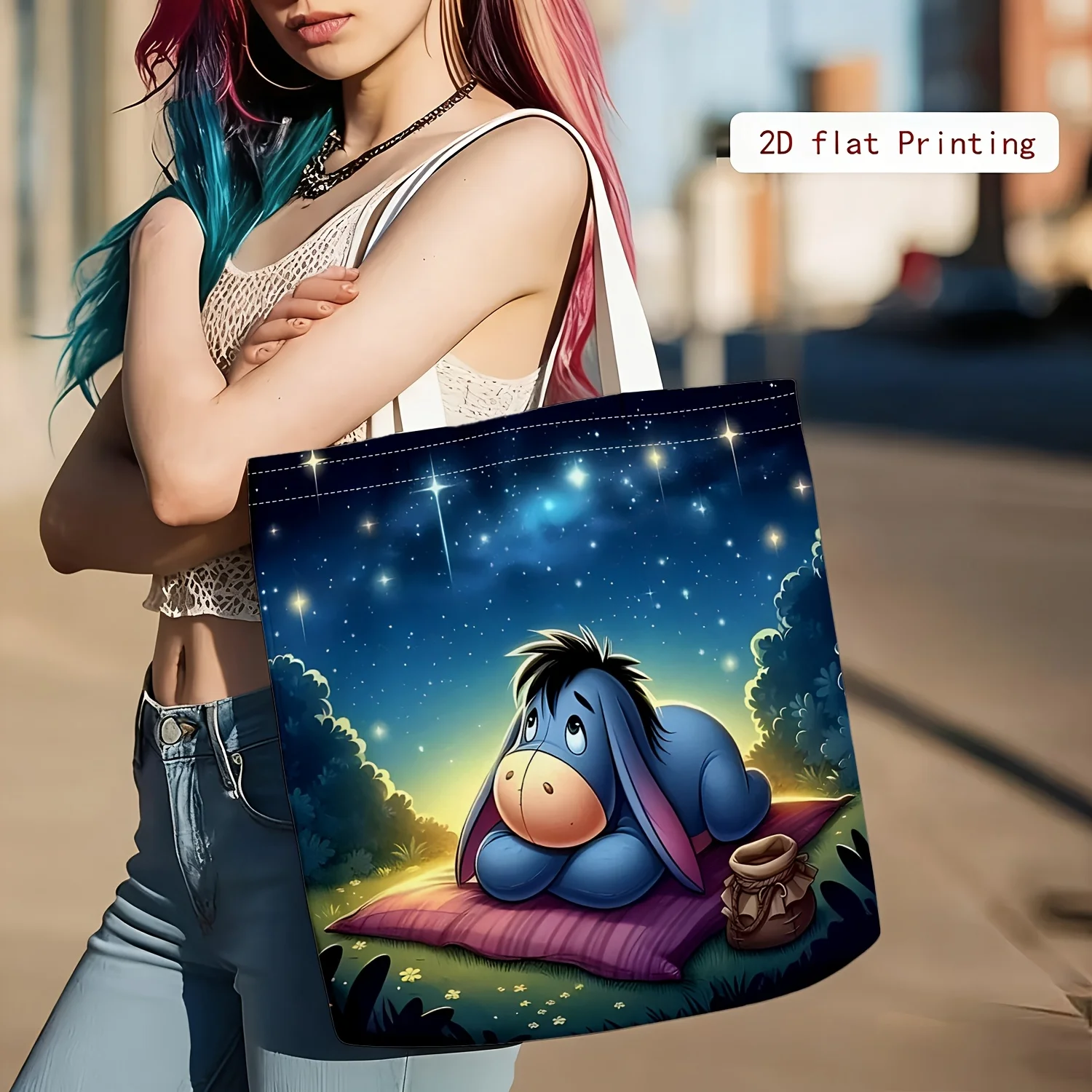 1pc printed handbag, reusable shopping bag, suitable for dai