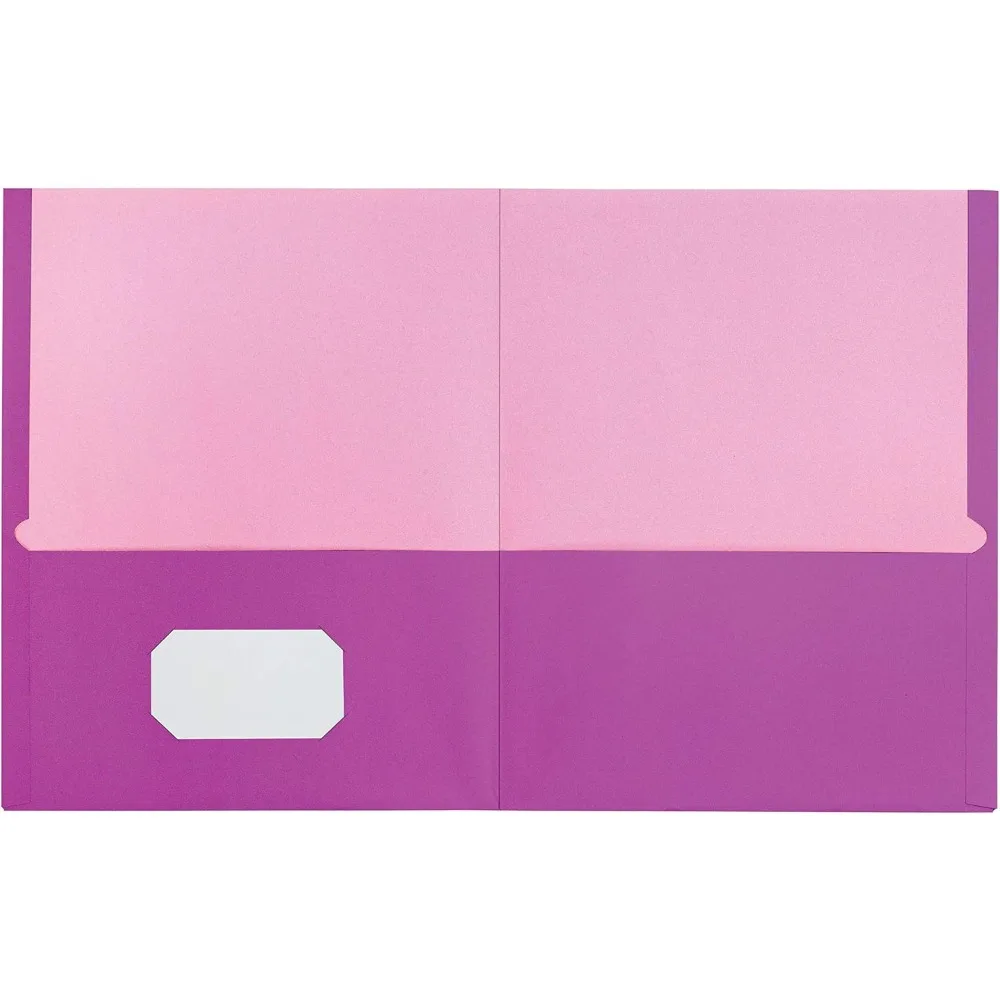 Assorted 2-Pocket Folders, Textured Paper, Letter Size, 25 Pack (Blue, Purple, Teal, Orange, Pink) view 3