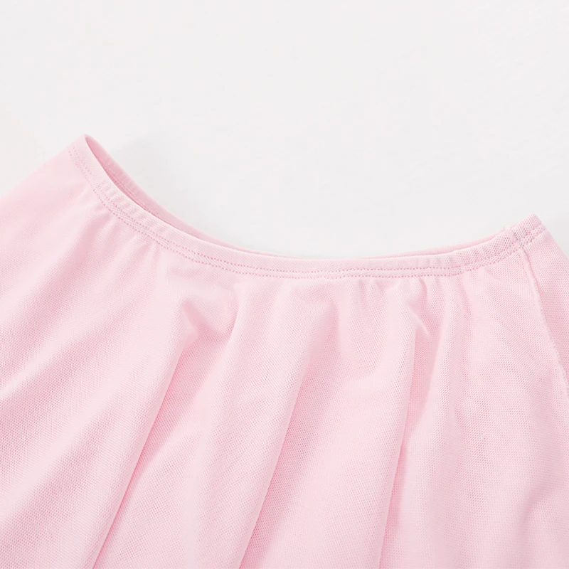 Girls Chiffon Ballet Skirt Pink Dance Skirt Kids Pull on Skirt Two Lay Skirt Elastic Waistband Skirt Tutu Skirt for Ballerina