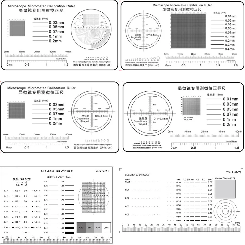 Soft Ruler Microscope Micrometer Calibration Slide Line Width Particle Diameter Measurement Tool High Precision Film Point Gauge