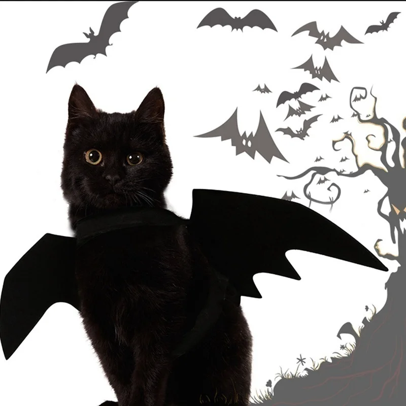 Halloween Cute Pet Clothes Black Bat Wings Harness Costume Cosplay Cat Dog Halloween Party for Pet Supplies