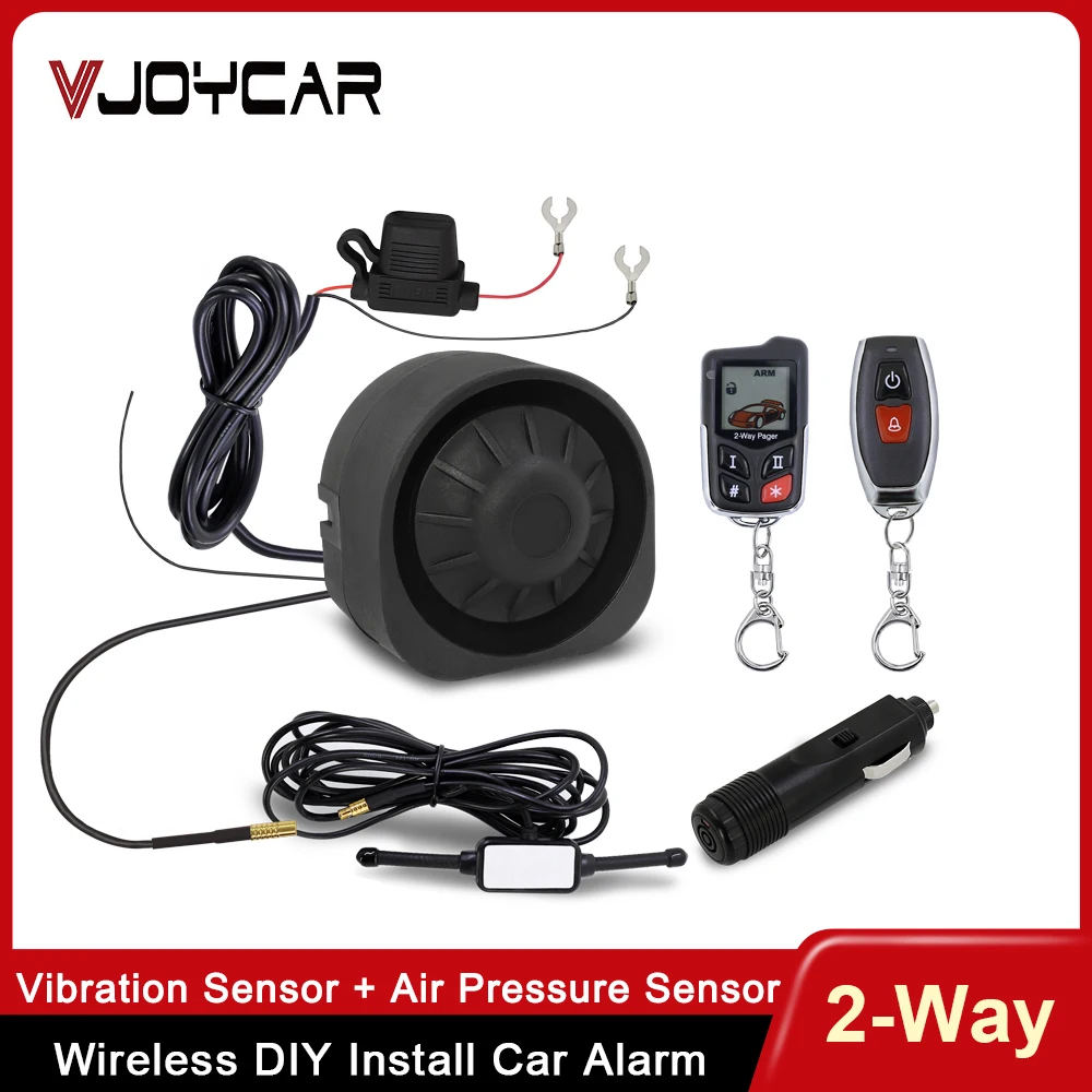 

Vjoycar Wireless Two-way Car Immobilizer Security Alarm System Anti-theft Vibration Silent Alarm Remote-control Siren Accessory