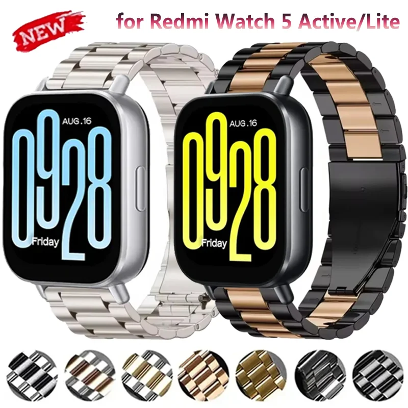 22 mm Edelstahl-Metallarmband für Redmi Watch 5 Active/Lite, bequemes Armband, Amazfit Active Max/Bip Max/Balance 3 Correa