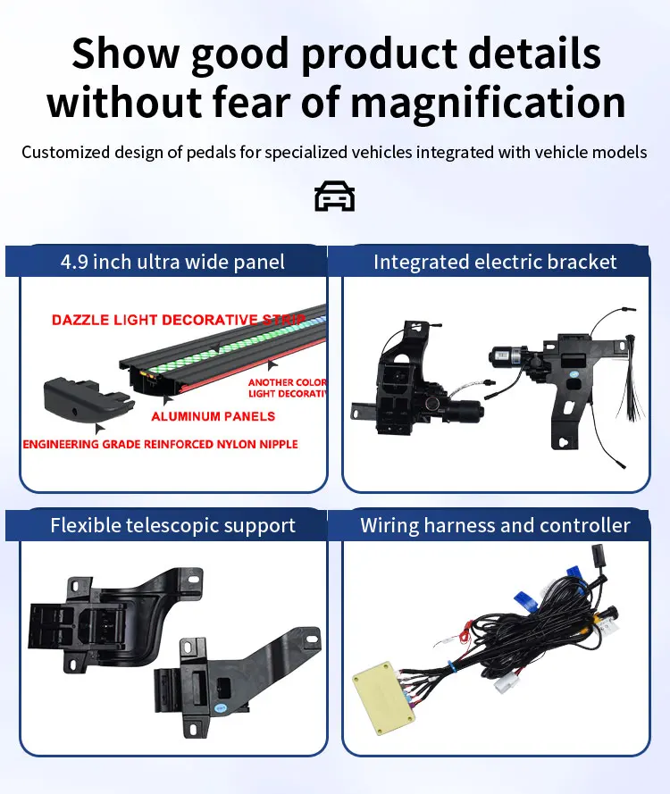 Mobile APP Remote Control With LED Lights Electric Side Step for hyundai Santa Fe Running Boards 2024 Footboard