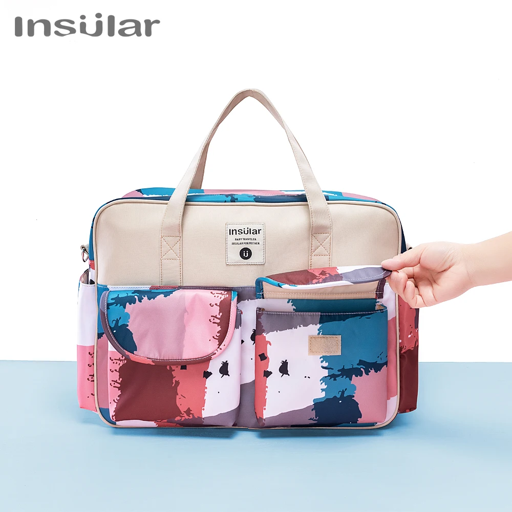 INSULAR Diaper Bags Portable Mommy Packages Fashion Crossbody Pockets Multi-functional Large Capacity Travel Maternity Nappy Bag