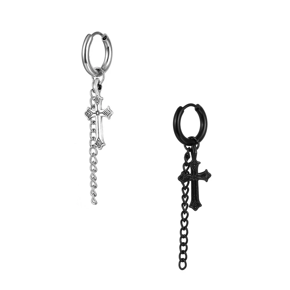 Hip pop Earrings Stainless Steel Punk Jewelry for Men Corss Dangle Ear Piercing Jewelry Titanium Plating Earring for Women