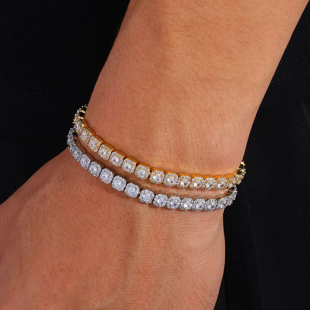 ESKEEM Fashion Jewelry 5mm Iced Tennis Bracelet White Gold Round Cut Diamond Inlaid 5A Zircon Women\'s Bracelet ﻿ ﻿