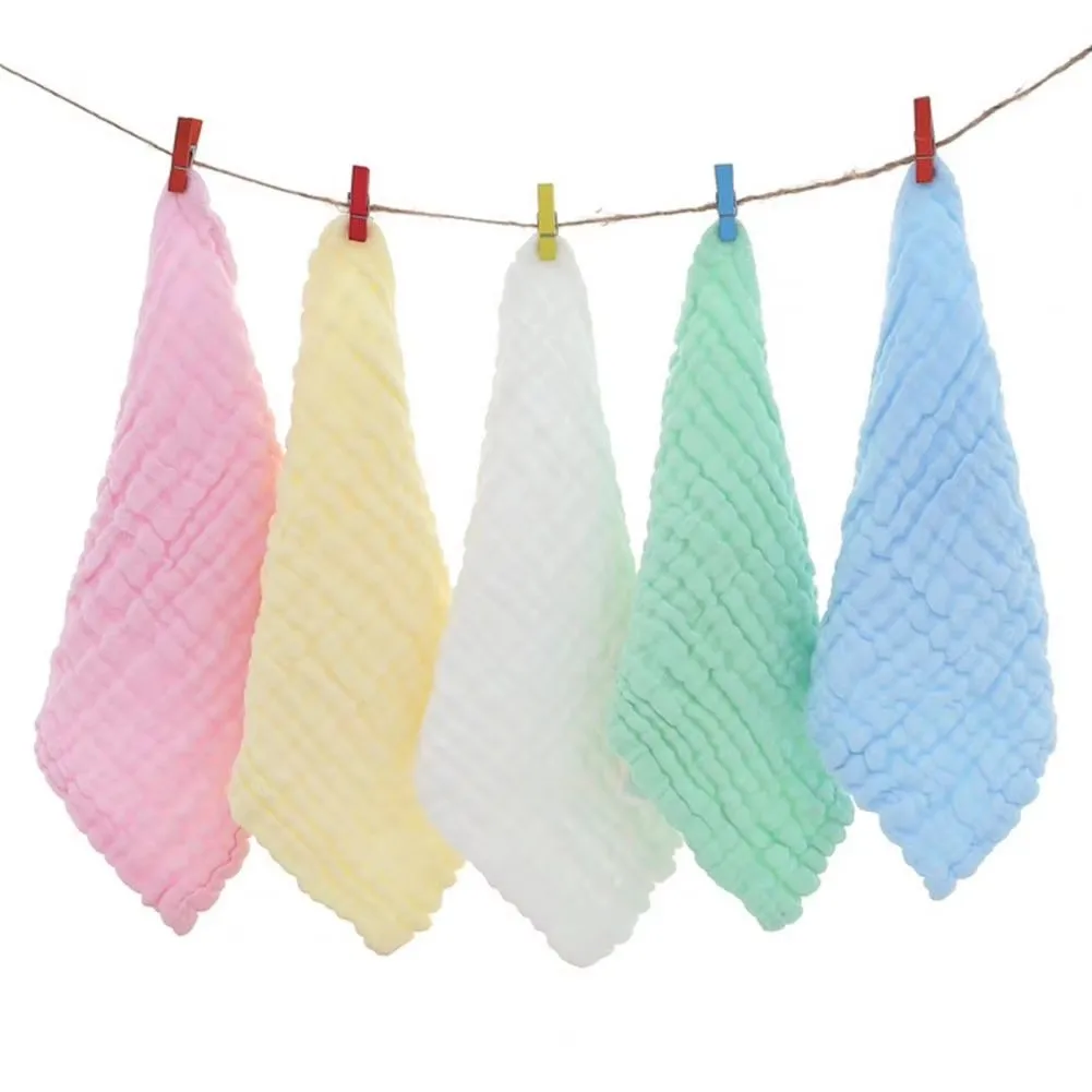 

5 Pieces of Six Layers of Pure Cotton Pure Color Gauze Square Towel Saliva Towel 25*25cm