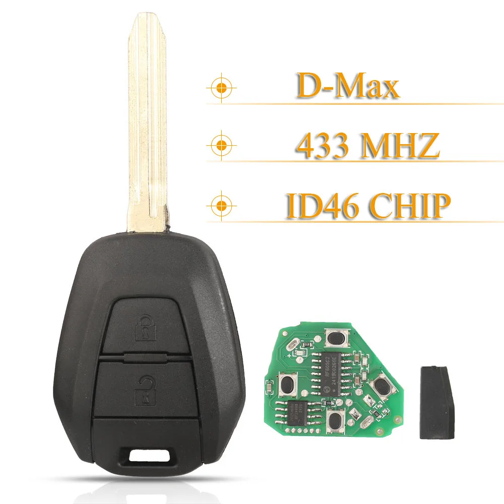 Jingyuqin D-Max 433.92Mhz ASK ID46 Chip 2Buttons Remote Car Key Contro Fit for ISUZU M-UX Auto Key Fob Replacement TOY43