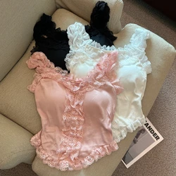 Sweet Lace Camisole Women's Summer Solid Color Sexy Curved Hem Tube Top with Padded Comfort Top Wholesale Майка Без Рукавов