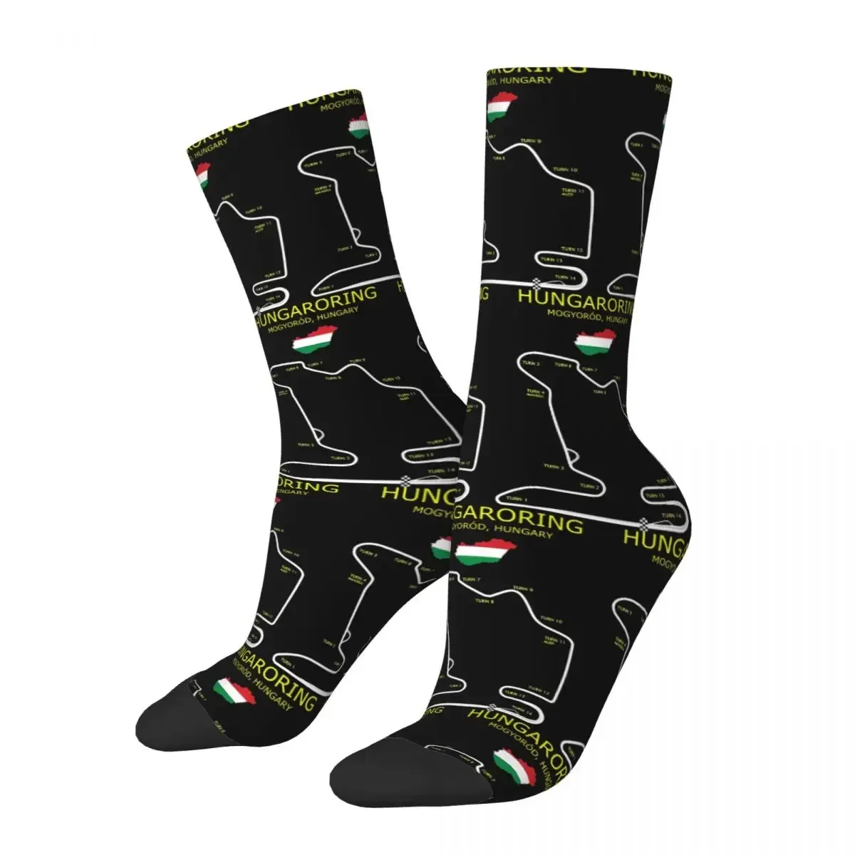 Hungaroring Circuit Socks Harajuku Sweat Absorbing Stockings All Season Long Socks Accessories for Man's Woman's Gifts