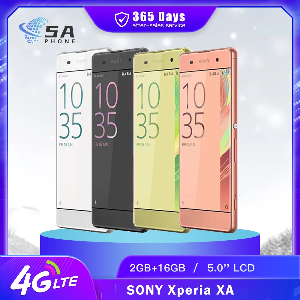 Original Sony Xperia XA F3111 4G Mobile Phone 2GB+16GB 5.0'' IPS LCD Screen 13MP+8MP MT6755Helio-P10 OctaCore Android SmartPhone