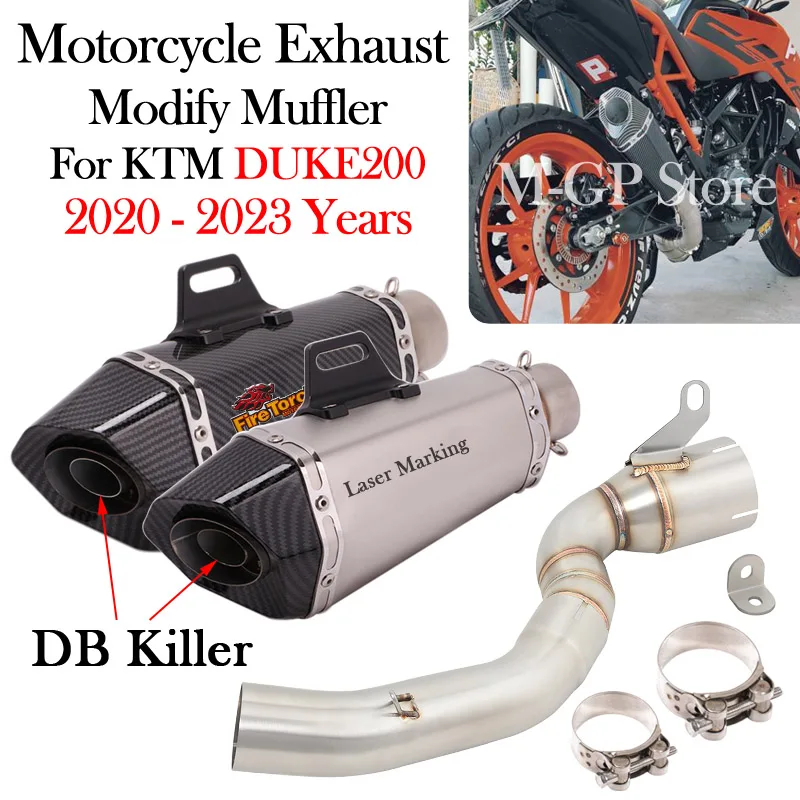 

For KTM DUKE200 DUKE 200 RC200 RC 200 2020 2021 2022 2023 Motorcycle Exhaust Modify Middle Link Pipe 51mm DB Killer Escape Moto