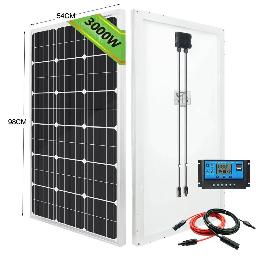 1000W-3000W hoog rendement stijf zonnepaneel 18V met glazen oppervlak, waterdicht voor thuis en buiten camping powerbank