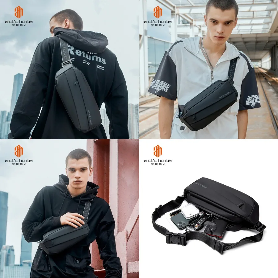

【New style】Arctic Hunter trend one-shoulder -body bag functional men's sports style chest bag portable functional bag - small b