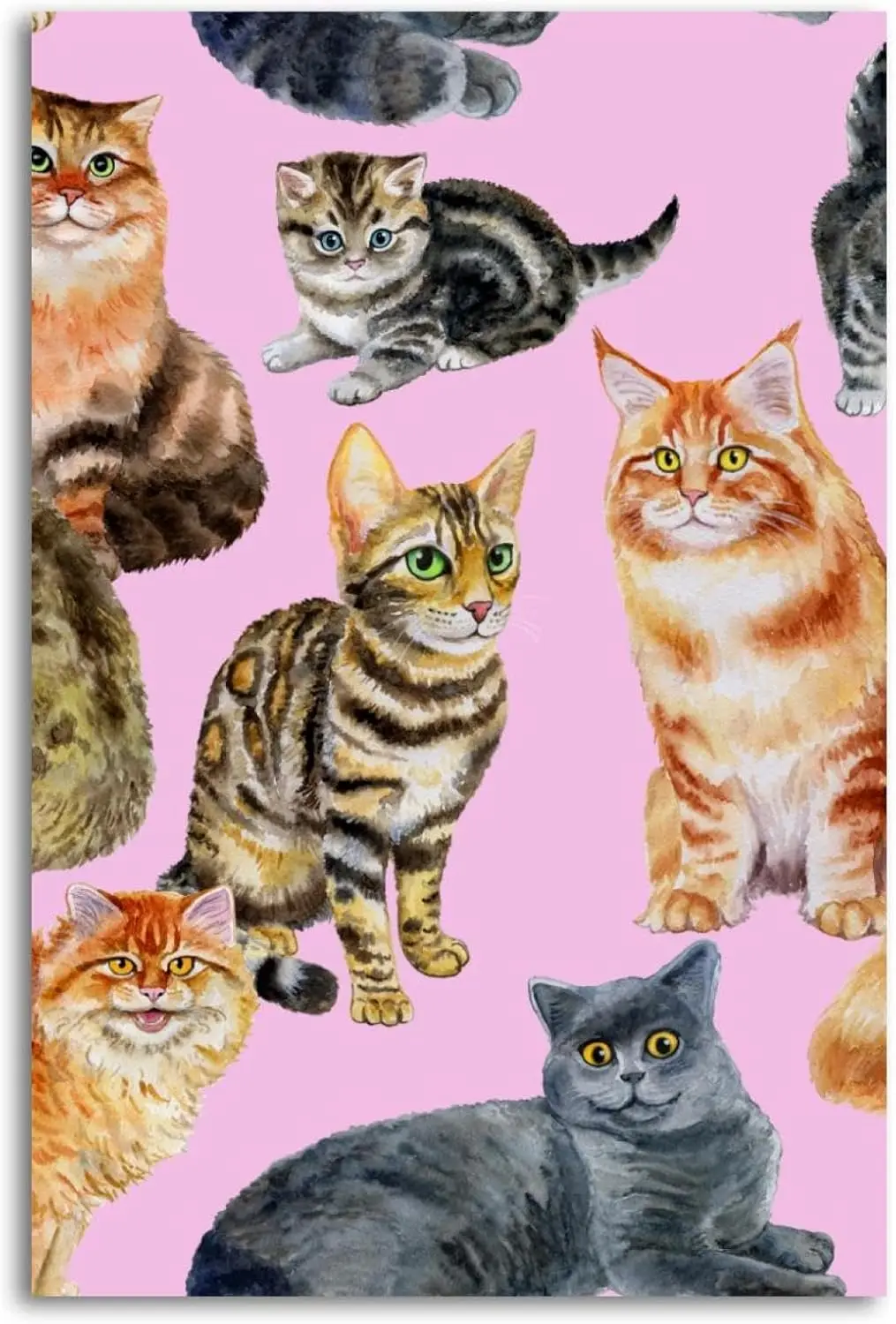 Metal Tin Signs Cat Pink Sign Vintage Wall Decor Tin Sign Plaque for Home Cafes Office Store Pubs Club 12x16