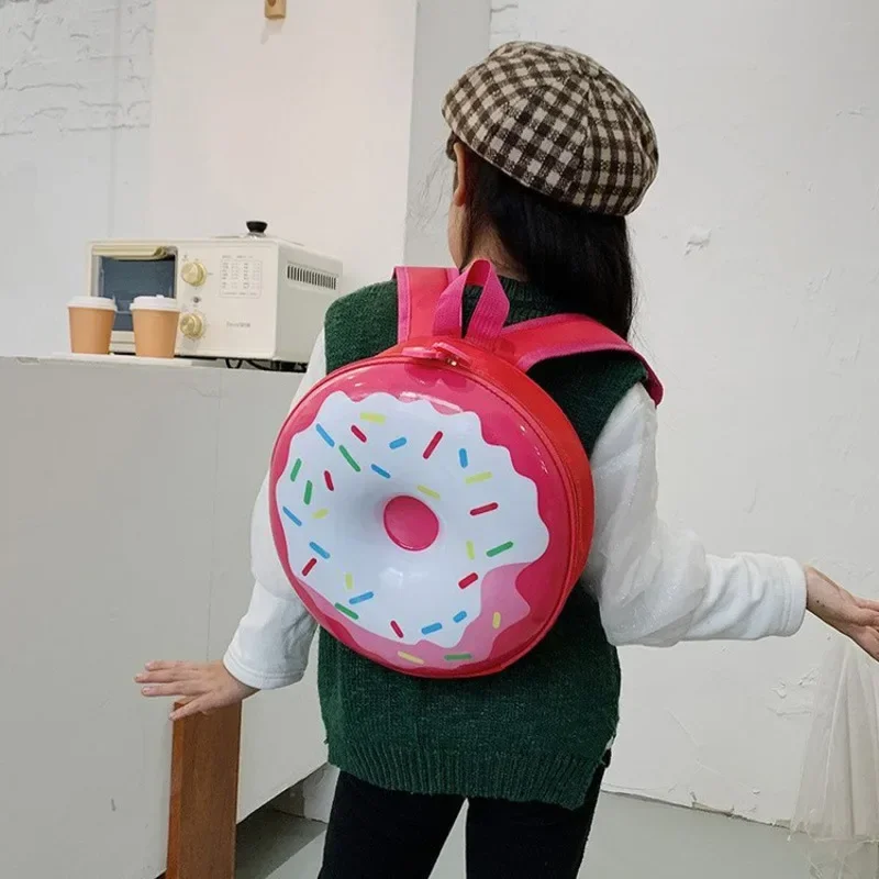 Kids Bag Children\'s Doughnut Rainbow Schoolbag Cartoon Backpack Kindergarten Kids Rocket Boys and Girls Hard Double Shoulder Bag