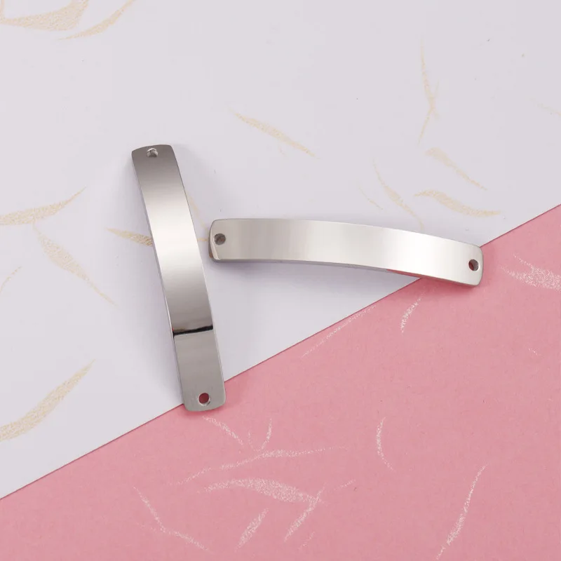 Stainless Steel Bending Long Strip Arc Shaped Connector Blank Charm Pendant DIY Making Bracelet 1.5*6*39mm 20piece/lot