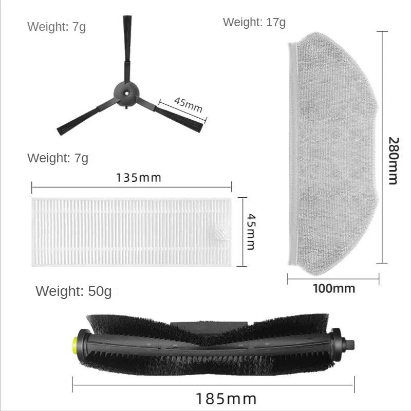 DT19 Main Brush Side Brush Hepa Filter Kit for Qihoo 360 S10 X100 Max Robot Vacuum Cleaner Spare Parts