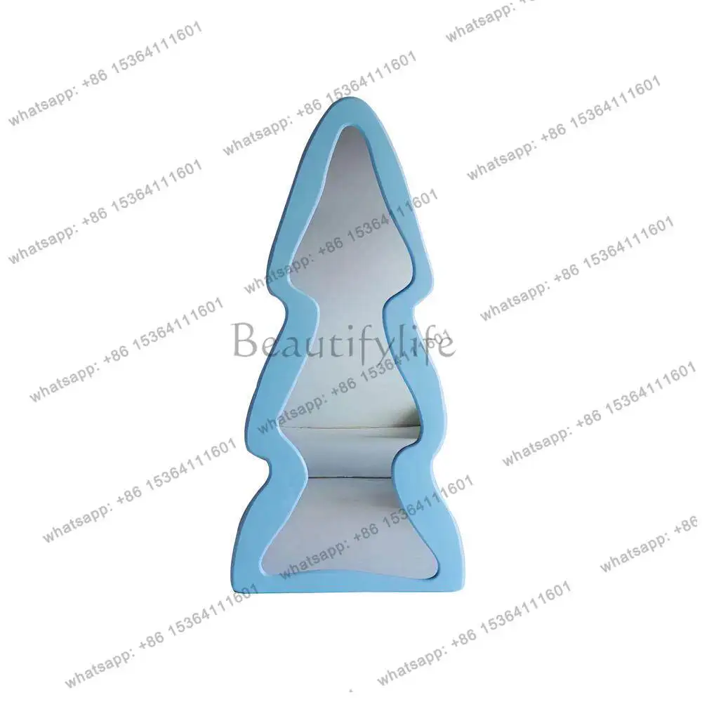 Dopamine cute wind special-shaped full-body full-length mirror blue art bedroom home floor-to-ceiling fitting mirror