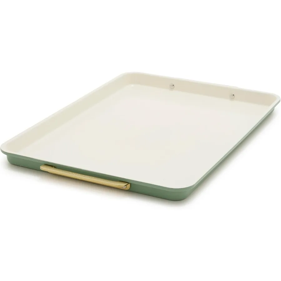 

Bakeware 13"x18" Half Baking Sheet Pan Ceramic Nonstick Baking Pan PFAS and BPA Free Gold Handles Durable Steel Versatile and S