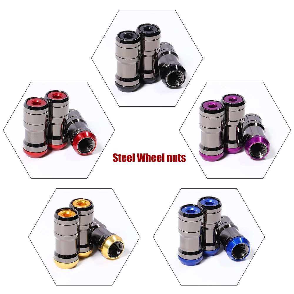 M12xP1.25/ M12xP1.5 Racing Wheel Nuts Concealed Heptagon Formula Steel Wheels Lock Lug Nuts Acorn Rim Closed End 20Pcs/Set