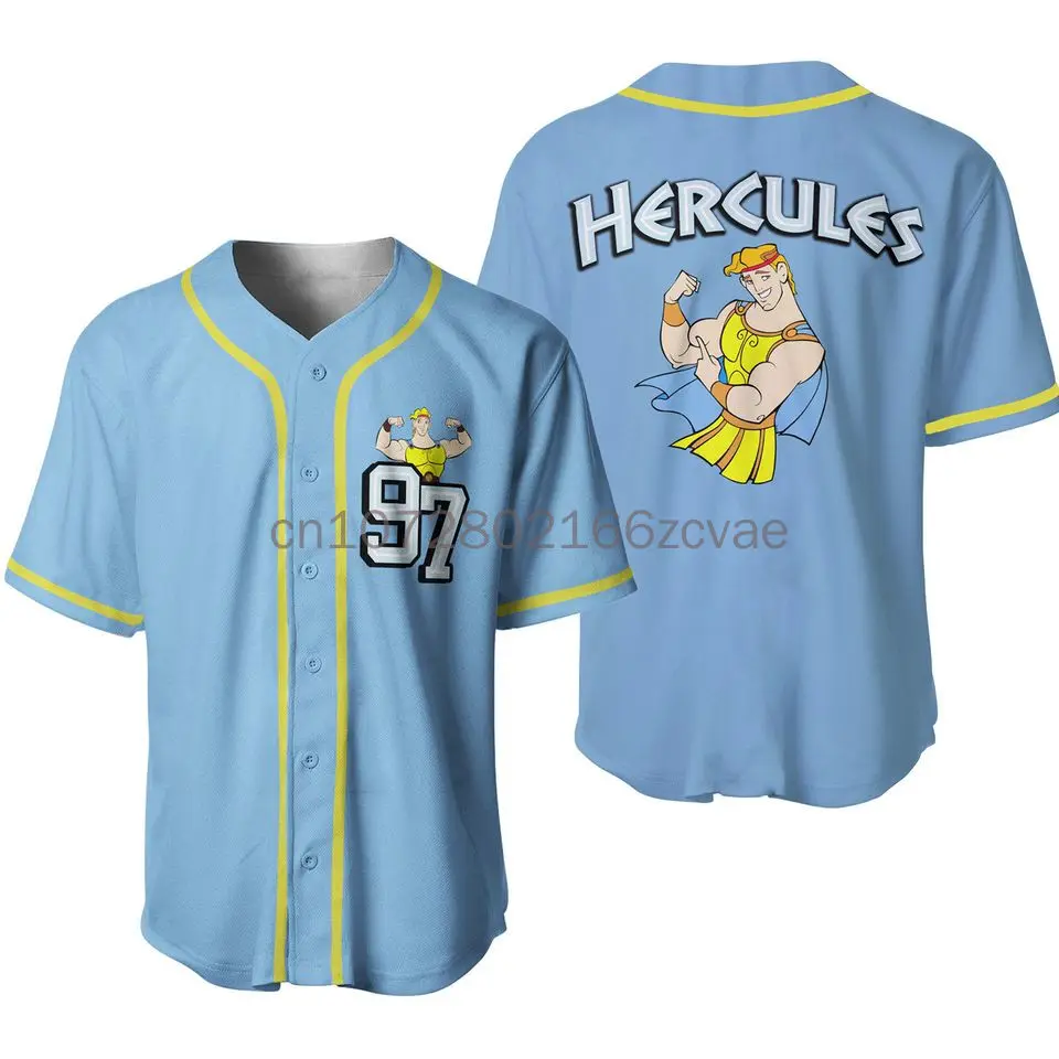 New Baseball Jersey Disney Parks Hercules Baseball Jersey 3D Printed Mesh Casual Men's Women'sand Children's Baseball Shirt