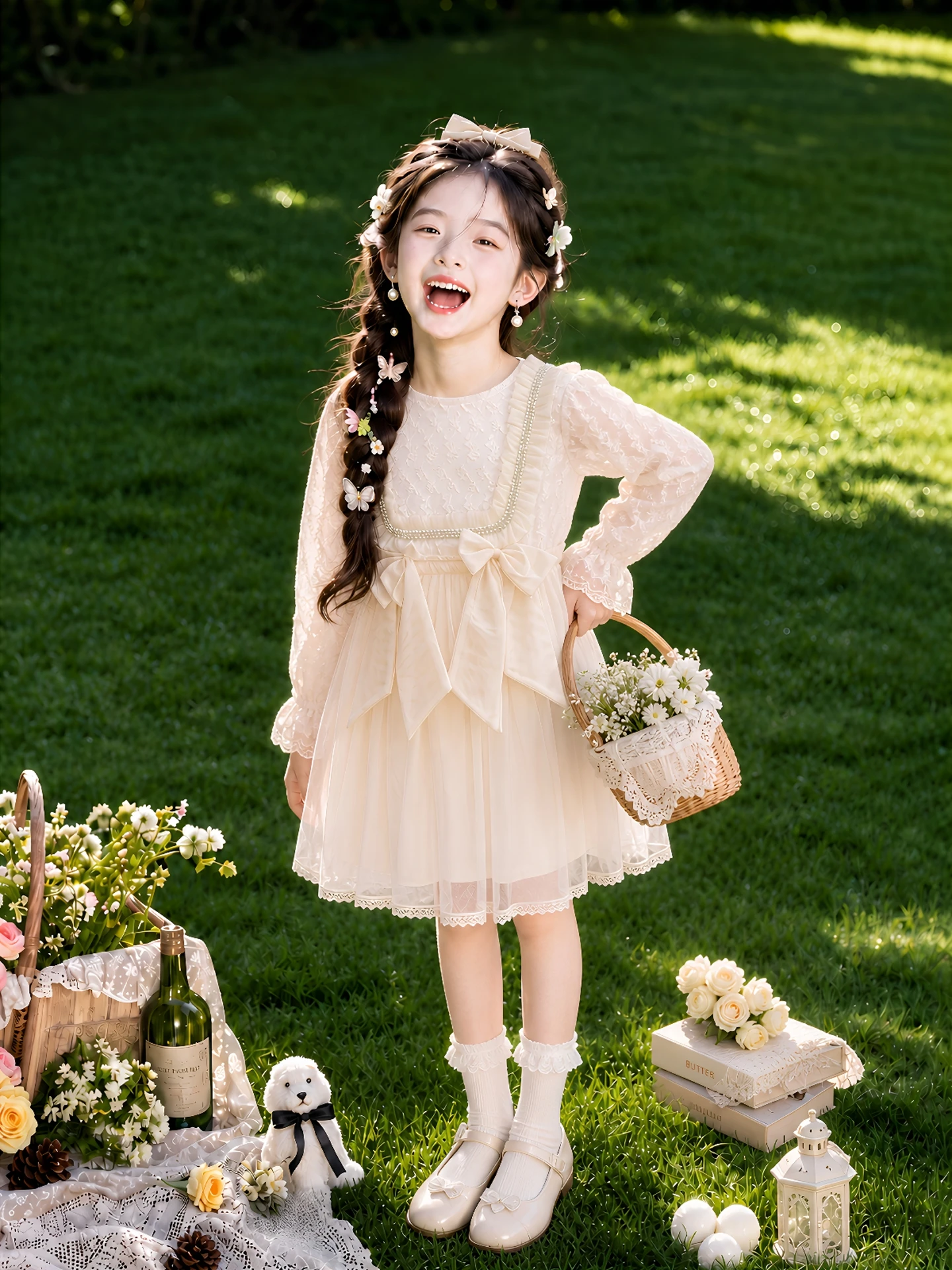 girls-long-sleeve-round-neck-princess-dress-knot-splice-autumn-new-style-soft-comfortable-casual-fashion-children's