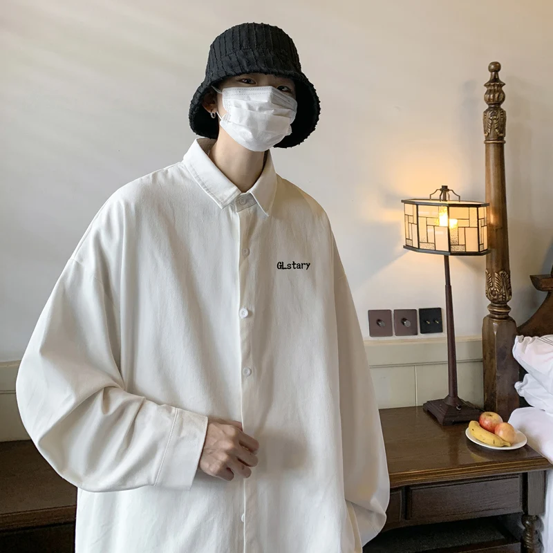 

Повседневная рубашка с длинным рукавом, мужская модная куртка оверсайз на весну и осень, мужская рубашка для отдыха, популярная молодежная универсальная модель на все времена года