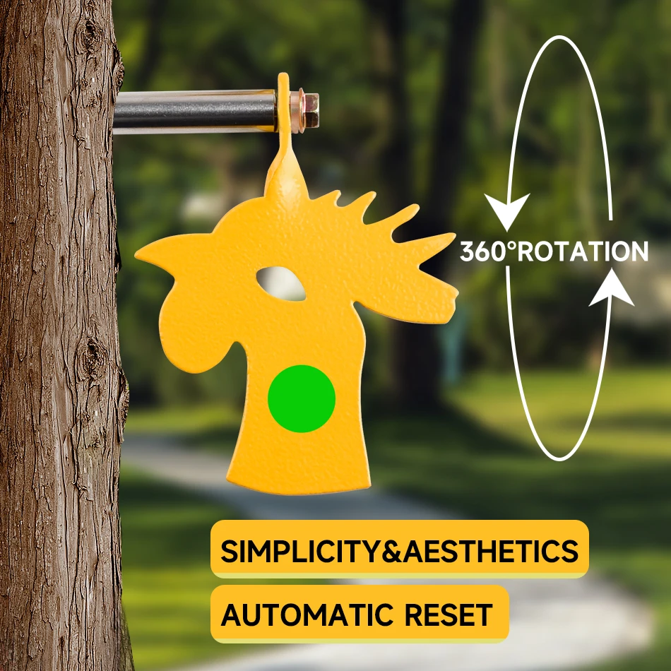 Metal Yellow Animal Chicken 360 ° Rotating Targets Soft Egg Air Gun Target Insertion Tree Rotation Outdoor Hunting Shooting