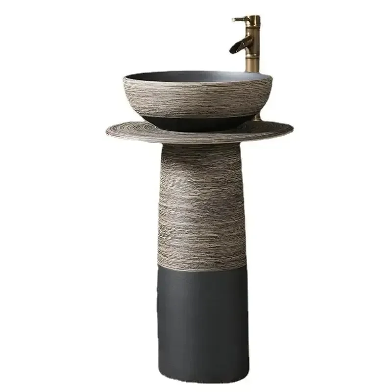 Ceramic pillar type washbasin Outdoor washbasin Villa courtyard Pool Outdoor balcony Floor-to-ceiling integrated pillar basin