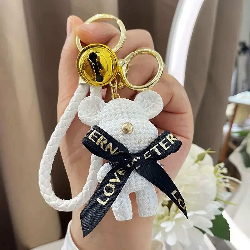 Creative Bear Keychain Cute Bear Keychain Jewelry Resin Trinket Kids Girls Gift Women Bag Charms Phone Doll Pendant Car Keyring image 5