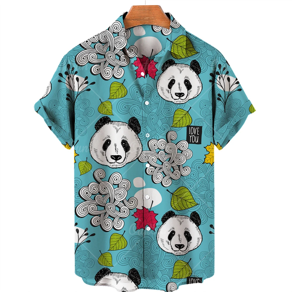 

2022 New Camisas De Hombre Cute Panda Creative Men's T-Shirt 3D Digital Printing Beach Shirt Trend Short Sleeve Shirt Men's Top