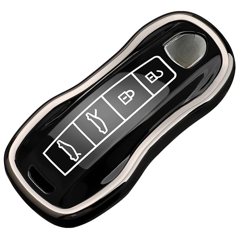 Premium Zinc Alloy Key Cover Case for Porsche Panamera/Cayenne/Macan/718/Taycan - Protective Key Fob Shell Key Bag Chain