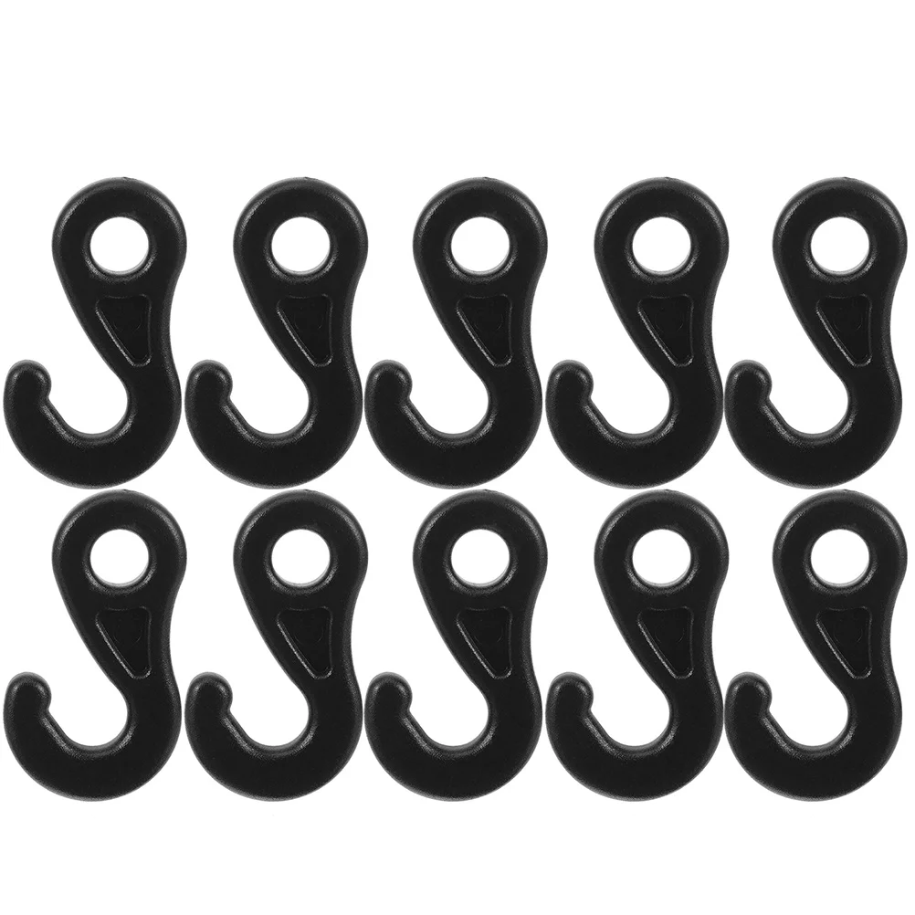 

20 Pcs Tent Hooks for Camping Wear Resistant Rope Hangers Prevent Wind Damage Black 9mm POM Material Tent Accessories